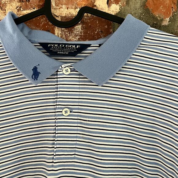 Polo Ralph Lauren Polo Golf Mens Blue Striped Shirt XXL 26x32 - Picture 1 of 4